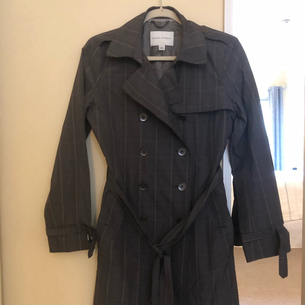 Banana republic long plaid rain coat
